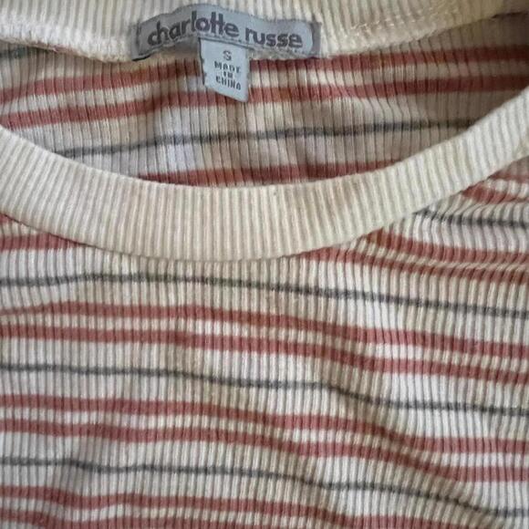 Charlotte Russe Vintage Y2K pink and grey striped shirt Size Small - Picture 6 of 6